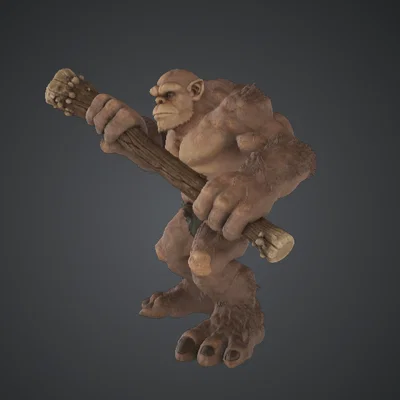 Ogre Brute cầm chùy gỗ – Quái vật fantasy cỡ lớn