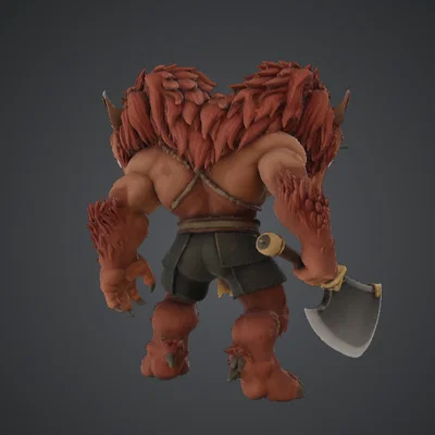 Chiến Binh Thú Sư Tử Ba Đầu Cầm Rìu – Quái Vật Fantasy Cỡ Lớn