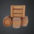 Bộ Thùng Gỗ & Thùng Phuy – Scatter Fantasy Trung Cổ - Thumbnail 1