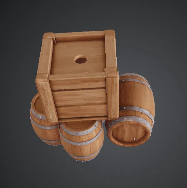 Bộ Thùng Gỗ & Thùng Phuy – Scatter Fantasy Trung Cổ - Image 2