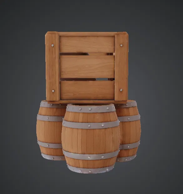 Bộ Thùng Gỗ & Thùng Phuy – Scatter Fantasy Trung Cổ - Image 3