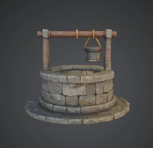 Giếng Đá Thời Trung Cổ Kèm Xô – Terrain Làng Fantasy - Image 1