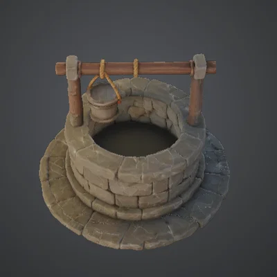 Giếng Đá Thời Trung Cổ Kèm Xô – Terrain Làng Fantasy