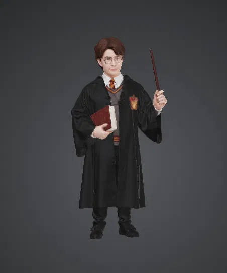 Học Viên Pháp Sư Trẻ cầm Wand & Spellbook – Học Viện Phép Thuật Fantasy - Image 1