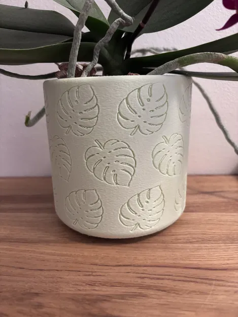 Chậu Planter MONSTERA (12 cm) – thiết kế lá Monstera tối giản - Image 1