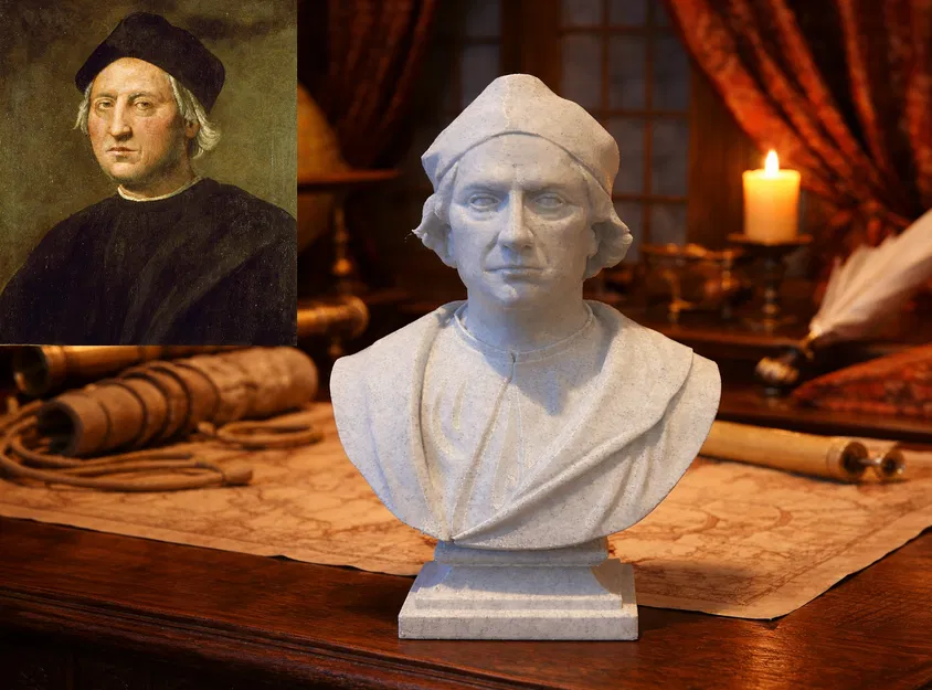 Tượng bán thân Christophe Colomb — Cristoforo Colombo — Cristoffa Combo Bust - Image 1