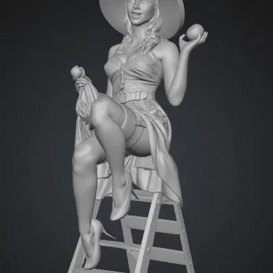 Cô Pin-Up trên Thang (Pin-Up on Ladder)