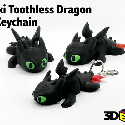 Rồng Toothless Flexi & Móc khóa - Print-in-place
