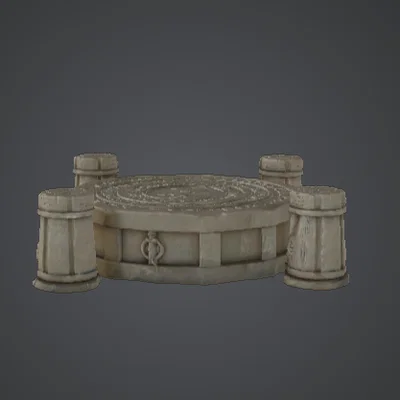 Bệ Nghi Lễ Rune với 4 Cột Đá – Vòng Triệu Hồi Huyền Thuật (Terrain)