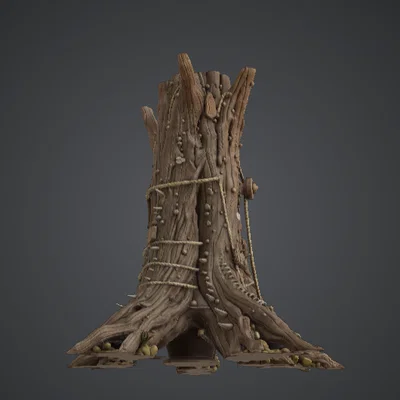 Terrain Gốc Cây Rỗng – Scatter Rừng với Rễ và Nấm