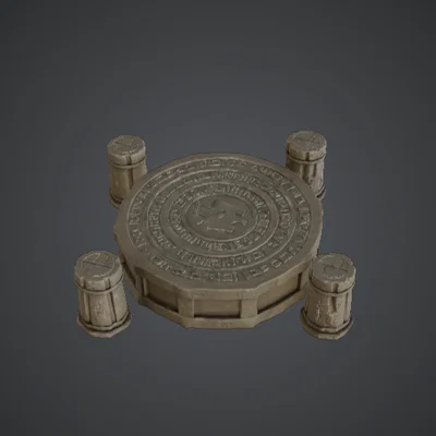 Bệ Nghi Lễ Rune với 4 Cột Đá – Vòng Triệu Hồi Huyền Thuật (Terrain)