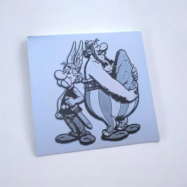 Asterix và Obelix – Tranh tường HueForge đen trắng (AMS multicolor) - Image 2