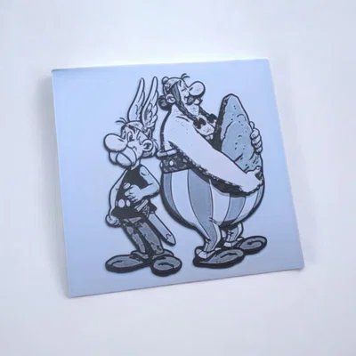 Asterix và Obelix – Tranh tường HueForge đen trắng (AMS multicolor)