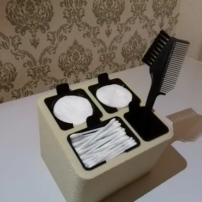 Khay organizer cho bông tẩy trang, tăm bông và đồ lặt vặt