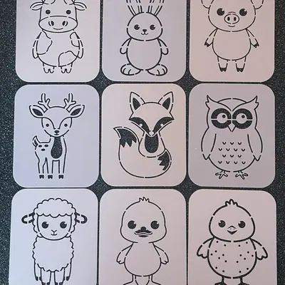 18x Mẫu Stencil Động Vật (dùng Sponge, Brush hoặc Airbrush)