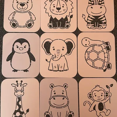 18x Mẫu Stencil Động Vật (dùng Sponge, Brush hoặc Airbrush)