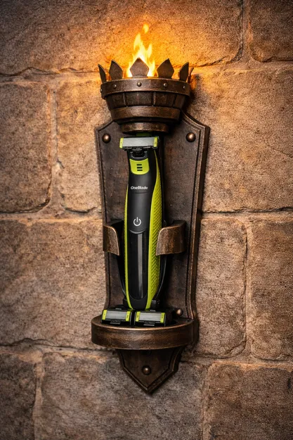 Kingdom Blade Torch – Giá treo tường trung cổ cho Philips OneBlade - Image 1