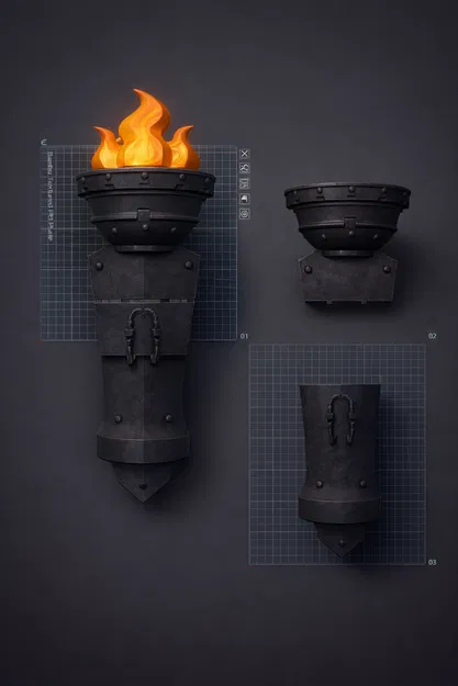 Kingdom Blade Torch – Giá treo tường trung cổ cho Philips OneBlade - Image 2