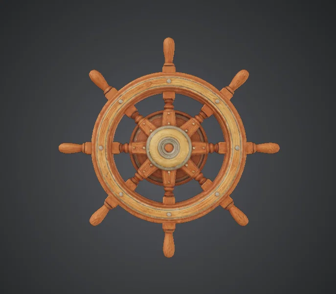 Bánh Lái Tàu Gỗ (Wooden Ship Wheel) - Image 1