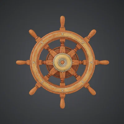 Bánh Lái Tàu Gỗ (Wooden Ship Wheel)