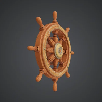 Bánh Lái Tàu Gỗ (Wooden Ship Wheel)