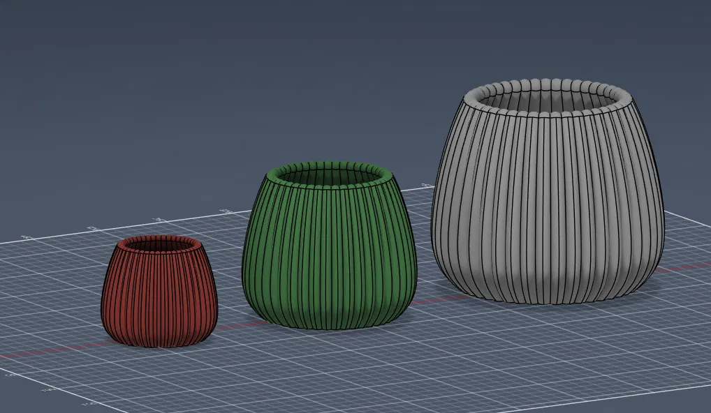 Bộ Chậu Gân Sọc Hiện Đại (Modern Ribbed Planter Collection) - Image 1