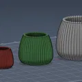 Bộ Chậu Gân Sọc Hiện Đại (Modern Ribbed Planter Collection) - Thumbnail 1