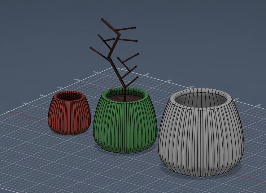 Bộ Chậu Gân Sọc Hiện Đại (Modern Ribbed Planter Collection) - Image 2