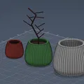 Bộ Chậu Gân Sọc Hiện Đại (Modern Ribbed Planter Collection) - Thumbnail 2