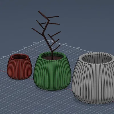 Bộ Chậu Gân Sọc Hiện Đại (Modern Ribbed Planter Collection)