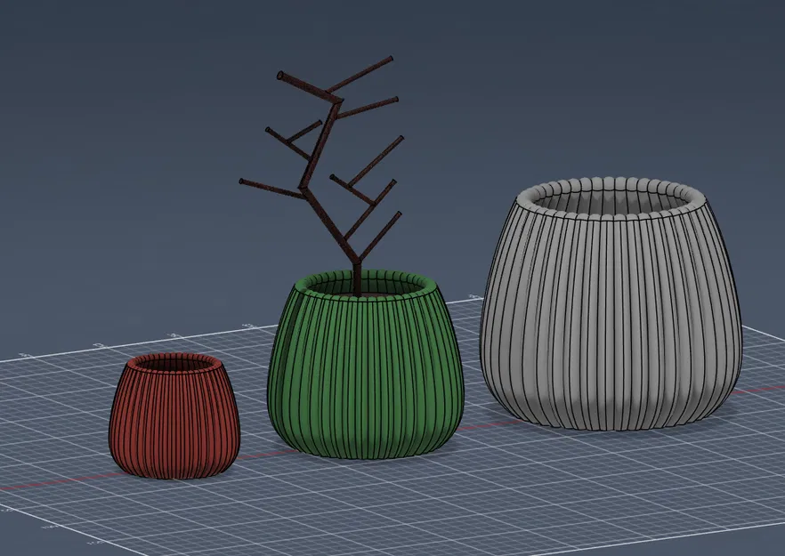 Bộ Chậu Gân Sọc Hiện Đại (Modern Ribbed Planter Collection) - Image 3