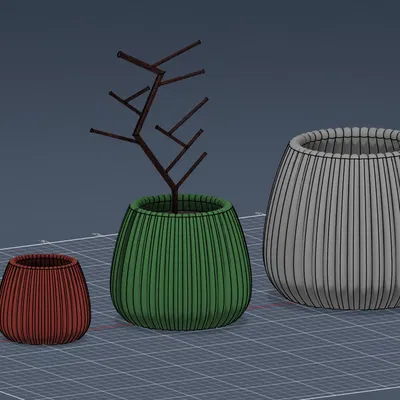 Bộ Chậu Gân Sọc Hiện Đại (Modern Ribbed Planter Collection)