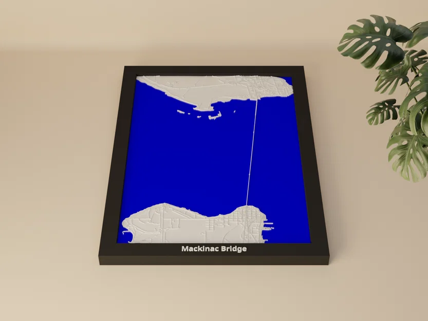 Bản thu nhỏ 3D Cầu Mackinac (Hoa Kỳ) - Địa hình Topographic - Image 1