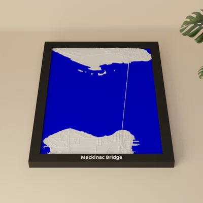 Bản thu nhỏ 3D Cầu Mackinac (Hoa Kỳ) - Địa hình Topographic