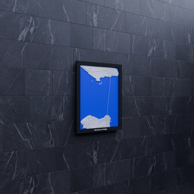 Bản thu nhỏ 3D Cầu Mackinac (Hoa Kỳ) - Địa hình Topographic - Image 7