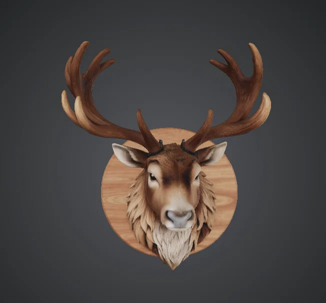 Đầu Nai Treo Tường – Bảng Plaque Wildlife Mộc Mạc (Mounted Stag Head Trophy) - Image 1