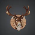 Đầu Nai Treo Tường – Bảng Plaque Wildlife Mộc Mạc (Mounted Stag Head Trophy) - Thumbnail 1