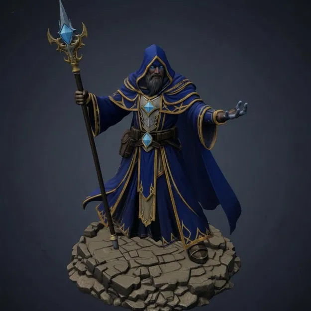 Bloodbound Realms – Human – Arcane High Mage (Miniature STL Dark Fantasy in 3D) - Image 1