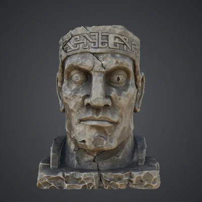 Tượng Bán Thân Vệ Thần Đá Cổ – Đầu Tượng Đền Đổ Nát