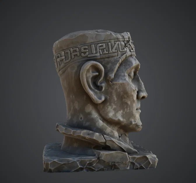 Tượng Bán Thân Vệ Thần Đá Cổ – Đầu Tượng Đền Đổ Nát - Image 3