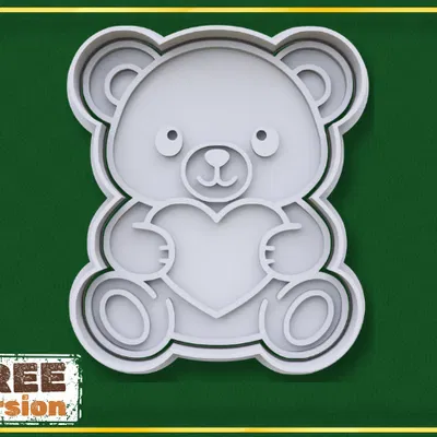 Khuôn Cắt Bánh Cookie Gấu Dễ Thương Ôm Trái Tim