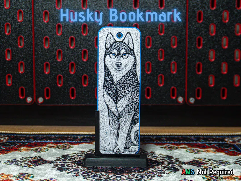 Chó Trang Trí (Husky) - Hueforge Bookmark - Image 1