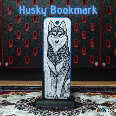 Chó Trang Trí (Husky) - Hueforge Bookmark