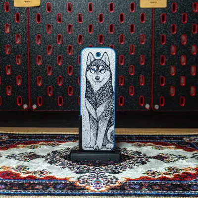 Chó Trang Trí (Husky) - Hueforge Bookmark