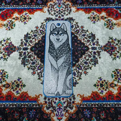 Chó Trang Trí (Husky) - Hueforge Bookmark