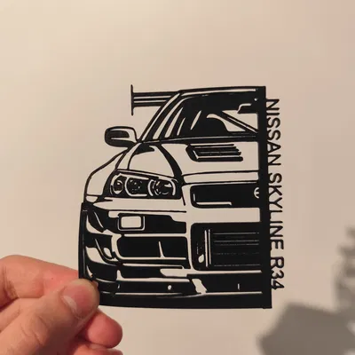 Trang trí tường NISSAN SKYLINE R34 – mẫu 3D phẳng tối giản