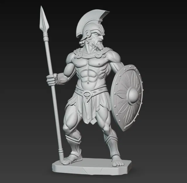 Tượng thần Ares với giáo, mũ giáp và khiên - Image 4