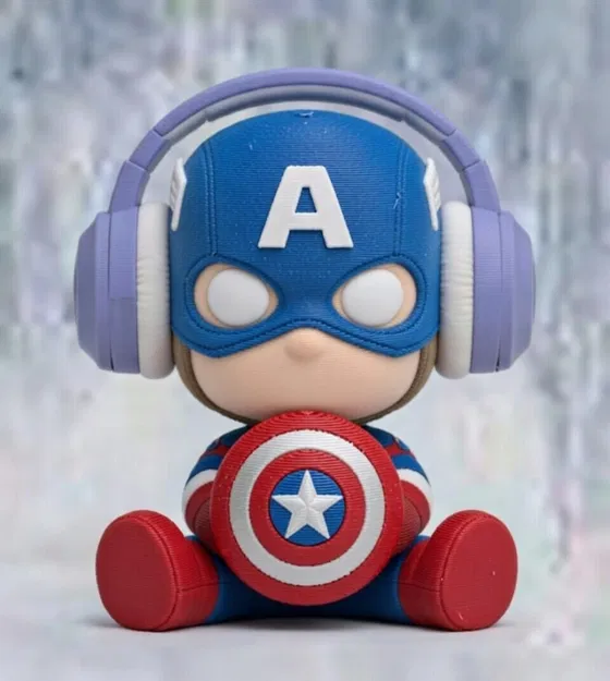 Captain America Dễ Thương Đeo Tai Nghe - Image 1