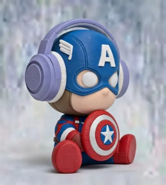 Captain America Dễ Thương Đeo Tai Nghe - Image 2