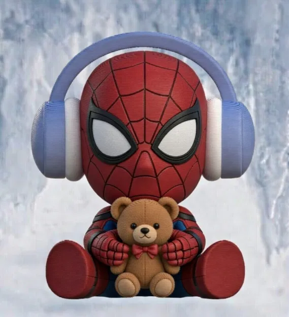Spiderman Dễ Thương Đeo Headphone (Cute Spiderman with Headphone) - Image 1